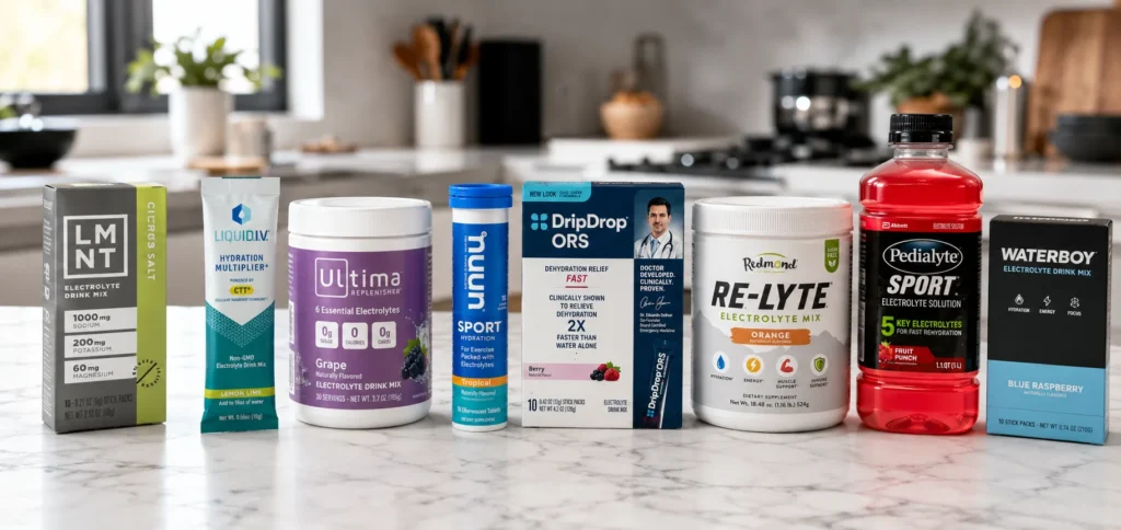 Comparison of the best electrolyte drink brands ranked for hydration, recovery, and performance.