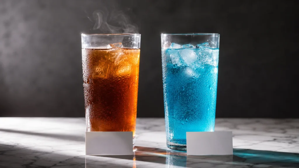 LMNT vs Liquid IV electrolyte drink packets side by side comparison on marble surface